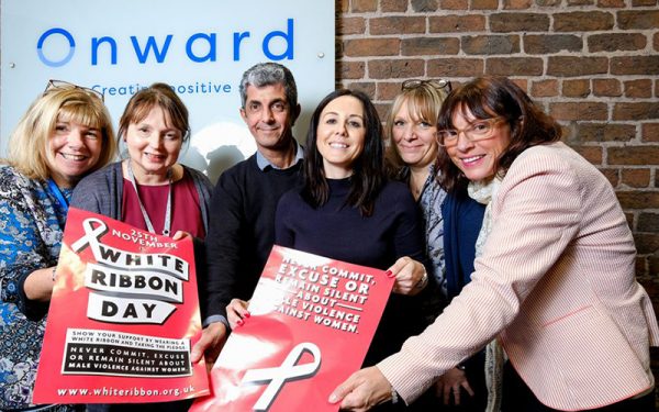 Onward staff show support for White Ribbon Campaign