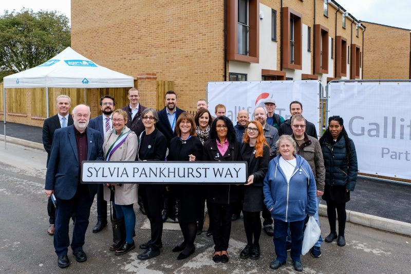 Residents attend an official naming ceremony for Sylvia Pankhurst Way in Brunswick