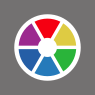 A grey button with a colour wheel.